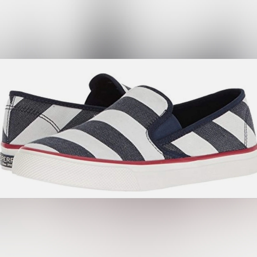 Sperry Wmn’s Mariner Grosgrain Stripe Slip-On Sneakers Size 6 Like New